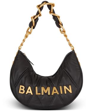 Balmain Borsa 1945 soft moon in nylon trapuntato con motivo a rombi - Nero