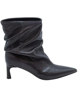 Halmanera Schoenen ,Bruin ,Leer Baront Enkelboot - Zwart