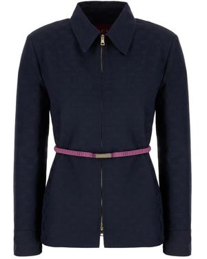 Gucci Jassen ,Blauw ,Gg Zipped Jacket