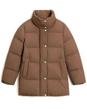 Woolrich Jassen ,Bruin ,Leer Madison Jas