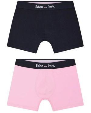 Eden Park Set Mit Drei Einfarbigen Baumwoll-Jersey-Boxershorts - Blau