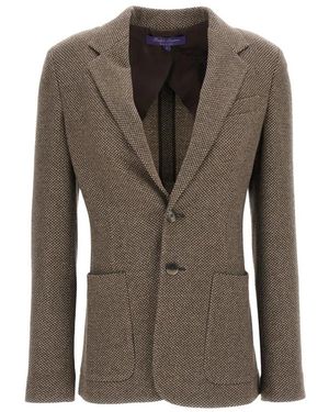 Ralph Lauren Jassen ,Bruin ,Wol Enkelrijige Blazer Met Rechte Snit