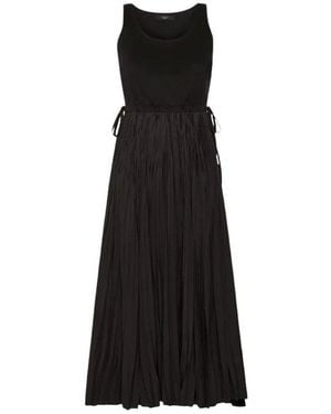 Weekend by Maxmara Kleedjes ,Zwart ,Katoen Jersey Jurk Met Plissérok