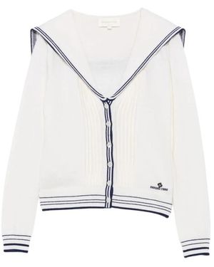 ShuShu/Tong Zeeman-Kraag Wollen Gebreide Vest - Wit