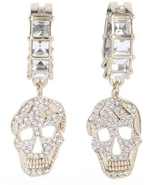 McQueen Accessoires ,Grijs ,Pave Skull Oorbellen - Metallic