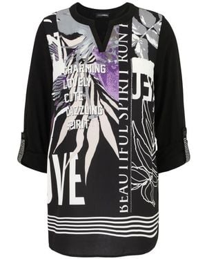 Doris Streich Blumenbluse Mit Strass - Schwarz