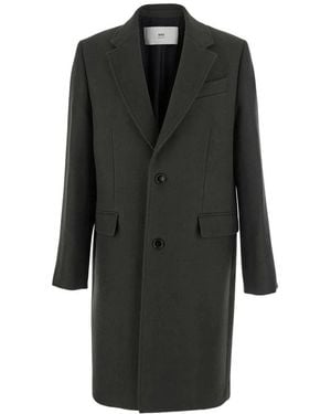 Ami Paris Single-Breasted Coats - Black