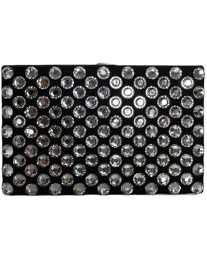 Dolce & Gabbana Tassen ,Zwart ,Kristalversierde Fluwelen Avond Clutch