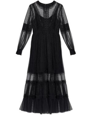 AllSaints Kleedjes ,Zwart ,Polyester Nita Mesh Maxi Jurk