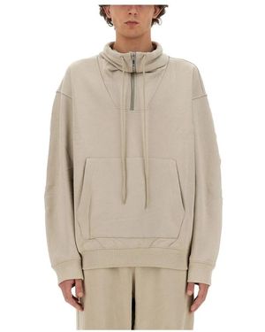 Helmut Lang Hoodies & Sweatvesten ,Grijs ,Funnel Neck Po.Lt So - Naturel