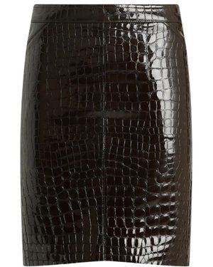 Tom Ford Rokken ,Bruin ,Croco Geëtste Glossy Rok - Zwart