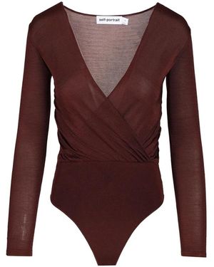 Self-Portrait Viscose Gebreide Bodysuit - Paars