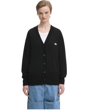 Fiorucci Angel Patch Merino Wol Cardigan - Zwart