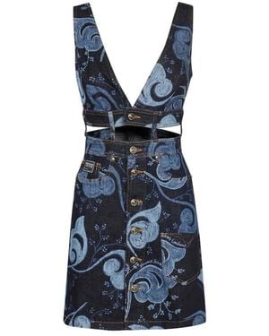 Versace Jeans Couture Denim Kleid Mit Cut-Out Details - Blau