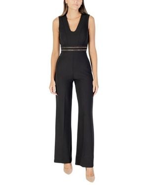 Rinascimento Schwarzer Ärmelloser V-Ausschnitt Jumpsuit