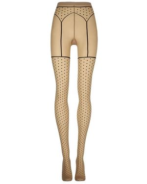 Wolford Ondergoed ,Veelkleurig ,Wol Panty Met Jarretel-Look - Naturel