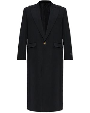 Balmain Lange Jas Van Grain De Poudre Wol - Zwart