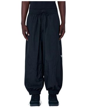 Y-3 Broeken ,Zwart ,Nylon Broek Met Elastische Tailleband - Blauw