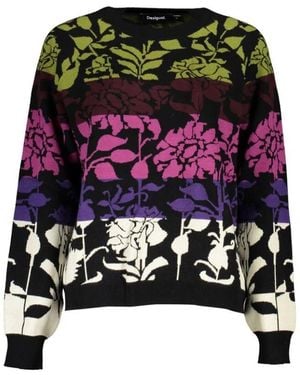 Desigual Chic Long-Sleeved Sweater With Contrast Details - Black
