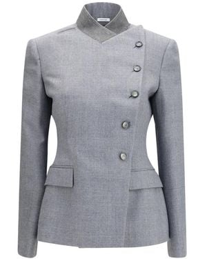 McQueen Wolljacke Mit Nadelstreifen Und Gekreuztem Revers - Grau