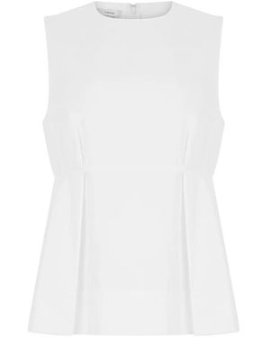 Vince Tops ,Wit ,Katoen Mouwloze Geplooide Blouse