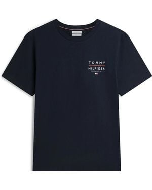 Tommy Hilfiger Tops ,Blauw ,Katoen Brand Love Left Chest Tee