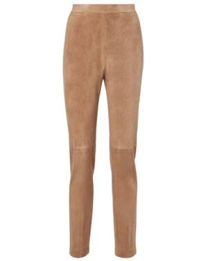 Max Mara Leather Trousers - Natural