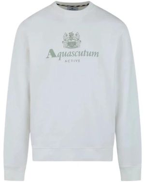 Aquascutum Sweatshirt Met Ronde Hals - Blauw