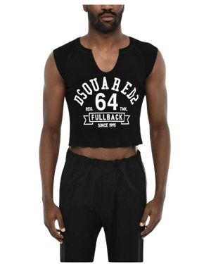 DSquared² Schwarzes Logo Print Cropped T-Shirt