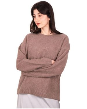 Vince Plush Cashmere Trui Met Ronde Hals - Bruin
