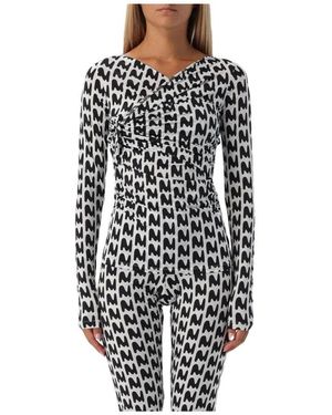 MSGM Weiße Langarm Knoten Top - Schwarz