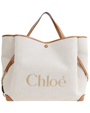 Chloé Tassen ,Katoen Clover Dubbele Draagtas - Naturel