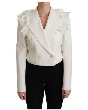Dolce & Gabbana Witte Wollen Jas Met Dubbele Rij Knopen