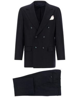 Kiton Double Breasted Suits - Black
