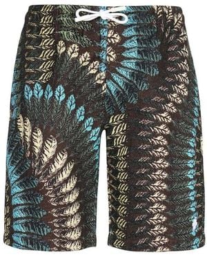 Marcelo Burlon Gestrickte Bermuda-Shorts Elastischer Kordelzugbund - Grau