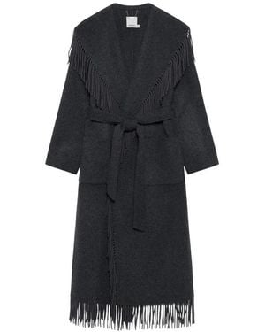 Jonathan Simkhai Carrie Fringe Robe Coat - Zwart