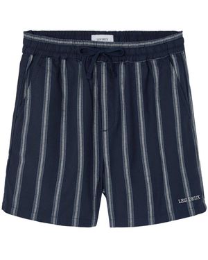 Les Deux Gestreifte Bermuda-Shorts - Blau