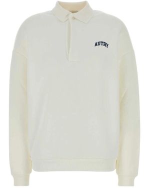 Autry Hoodies & Sweatvesten ,Wit ,Katoen Polo Collar Sweatshirt