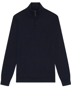 Lyle & Scott Truien & Vesten ,Blauw ,Wol Quarter Zip Jumper