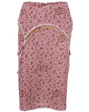 Marco Rambaldi Rokken ,Roze ,Midi-Rok Met Lingeriestijl En Bloemenprint