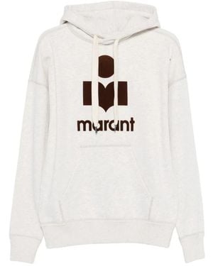 Isabel Marant Drawstring Hoodie With Graphic Logo - White