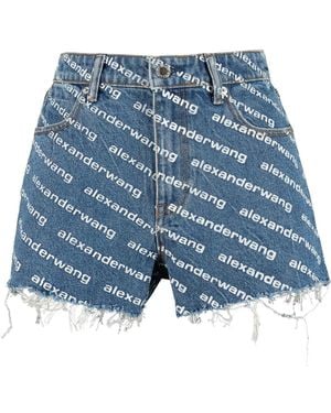 Alexander Wang Shorts Denim With Print - Blue