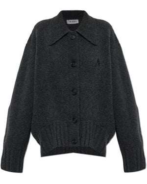 The Attico Truien & Vesten ,Grijs ,Wol Cardigan Met Kraag - Zwart