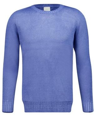 120% Lino Round-Neck Knitwear - Blue