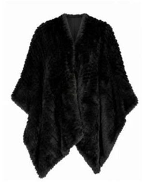 Pinko Luxuriöser Kunstpelz-Poncho-Cape - Schwarz