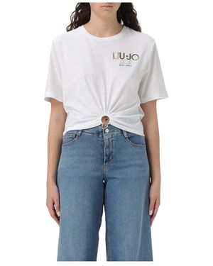 Liu Jo Witte Geknoopt T-Shirt Casual Elegantie - Blauw