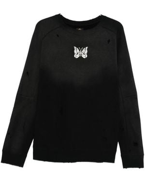 Needles Zwarte Butterfly Distressed Sweatshirt