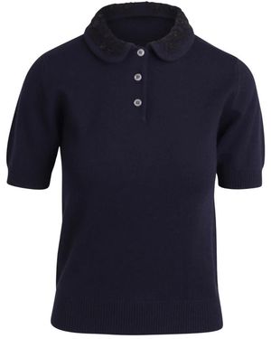 N°21 Tops ,Blauw ,Wol Truien Van Scheerwol Met Kraag Met Lovertjes