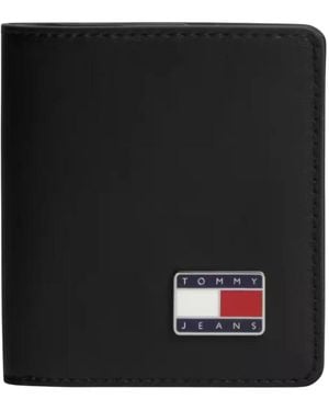Tommy Hilfiger Compacte Lederen Portemonnee - Zwart