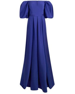 Alberta Ferretti Kleedjes ,Blauw ,Lange Jurk Met Pofmouwen